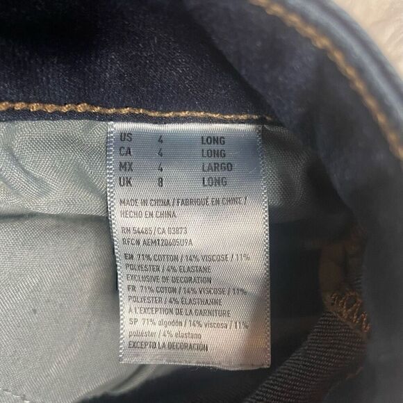 American Eagle Jeans Size 4 Long Super Stretch Skinny Dark Wash Blue - Picture 2 of 8